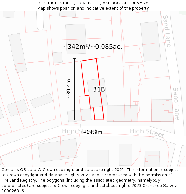 31B, HIGH STREET, DOVERIDGE, ASHBOURNE, DE6 5NA: Plot and title map