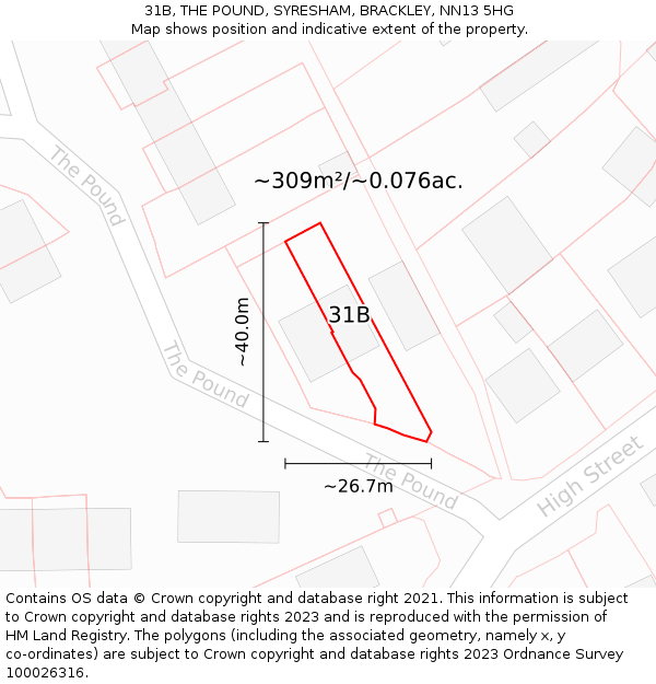 31B, THE POUND, SYRESHAM, BRACKLEY, NN13 5HG: Plot and title map