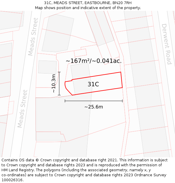 31C, MEADS STREET, EASTBOURNE, BN20 7RH: Plot and title map