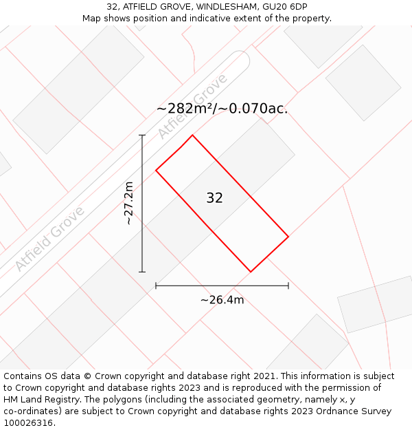 32, ATFIELD GROVE, WINDLESHAM, GU20 6DP: Plot and title map