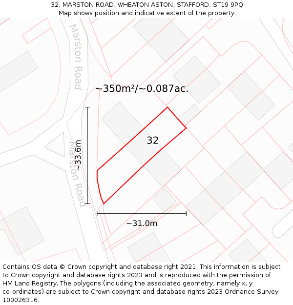 32, MARSTON ROAD, WHEATON ASTON, STAFFORD, ST19 9PQ: Plot and title map