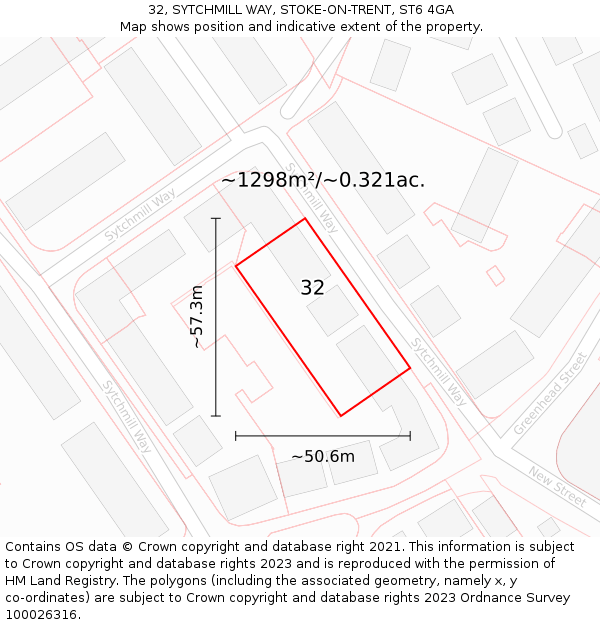 32, SYTCHMILL WAY, STOKE-ON-TRENT, ST6 4GA: Plot and title map