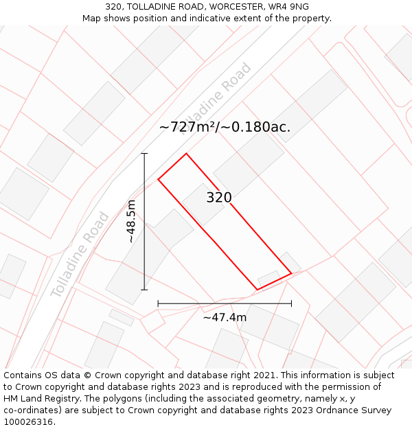 320, TOLLADINE ROAD, WORCESTER, WR4 9NG: Plot and title map