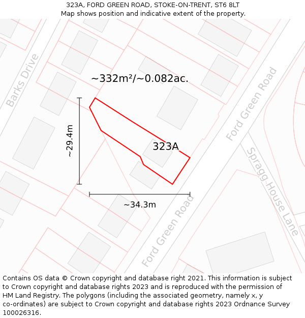 323A, FORD GREEN ROAD, STOKE-ON-TRENT, ST6 8LT: Plot and title map