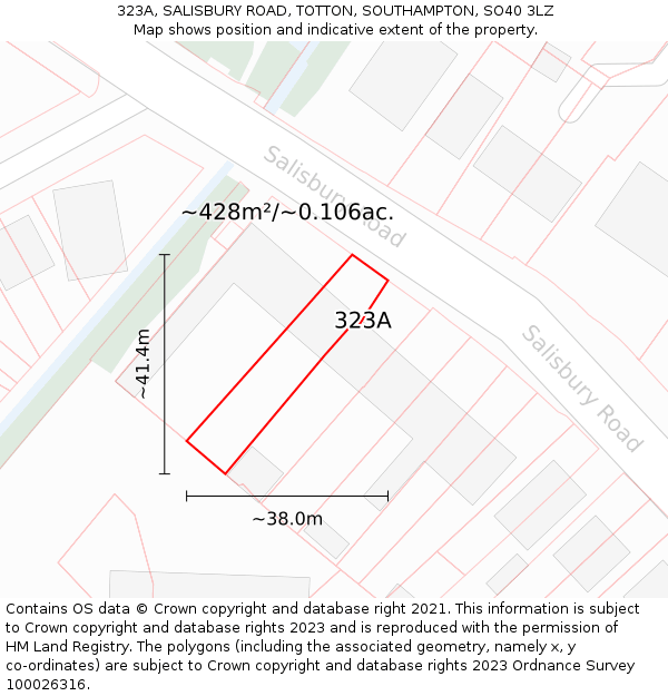 323A, SALISBURY ROAD, TOTTON, SOUTHAMPTON, SO40 3LZ: Plot and title map