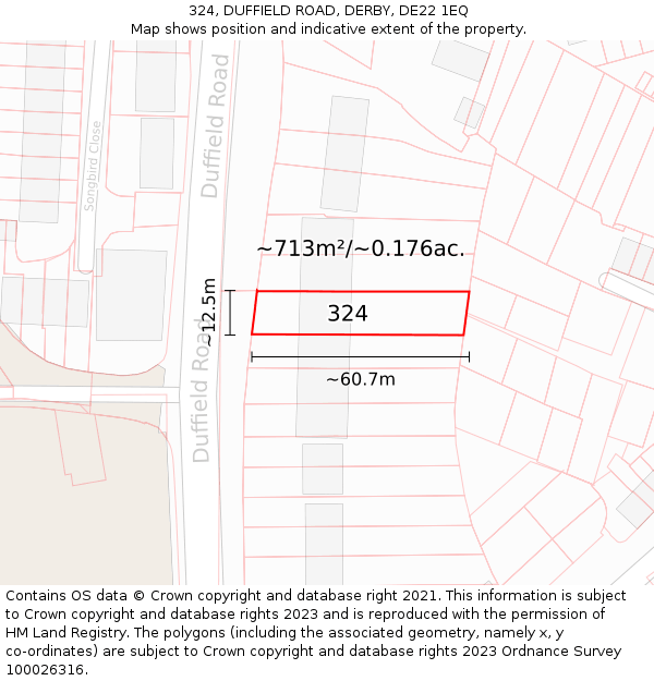 324, DUFFIELD ROAD, DERBY, DE22 1EQ: Plot and title map