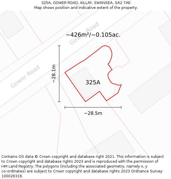 325A, GOWER ROAD, KILLAY, SWANSEA, SA2 7AE: Plot and title map