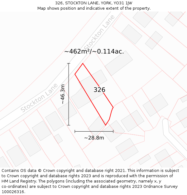 326, STOCKTON LANE, YORK, YO31 1JW: Plot and title map