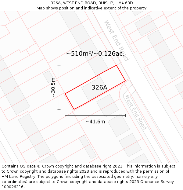 326A, WEST END ROAD, RUISLIP, HA4 6RD: Plot and title map