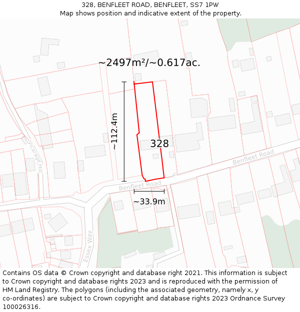 328, BENFLEET ROAD, BENFLEET, SS7 1PW: Plot and title map