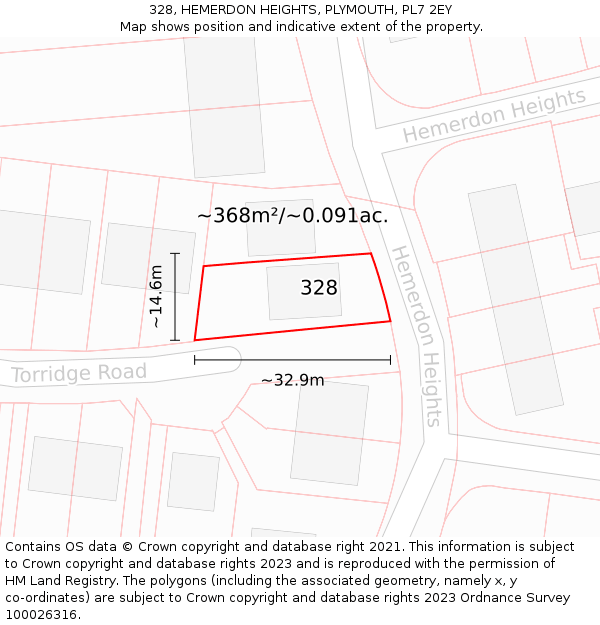 328, HEMERDON HEIGHTS, PLYMOUTH, PL7 2EY: Plot and title map