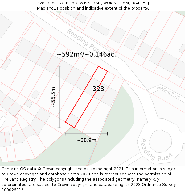 328, READING ROAD, WINNERSH, WOKINGHAM, RG41 5EJ: Plot and title map