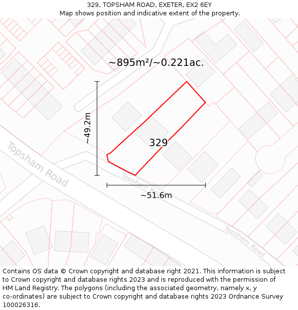 329, TOPSHAM ROAD, EXETER, EX2 6EY: Plot and title map