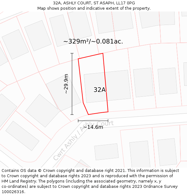 32A, ASHLY COURT, ST ASAPH, LL17 0PG: Plot and title map