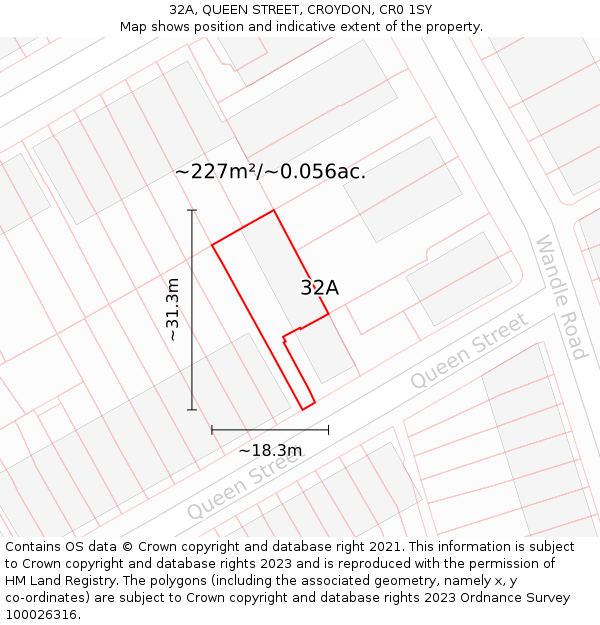 32A, QUEEN STREET, CROYDON, CR0 1SY: Plot and title map