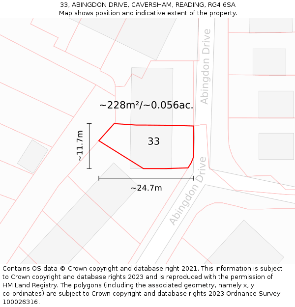 33, ABINGDON DRIVE, CAVERSHAM, READING, RG4 6SA: Plot and title map