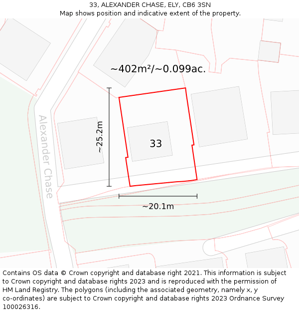 33, ALEXANDER CHASE, ELY, CB6 3SN: Plot and title map