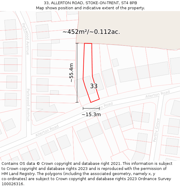 33, ALLERTON ROAD, STOKE-ON-TRENT, ST4 8PB: Plot and title map