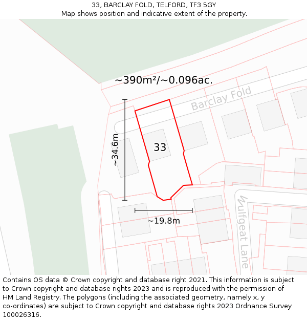 33, BARCLAY FOLD, TELFORD, TF3 5GY: Plot and title map