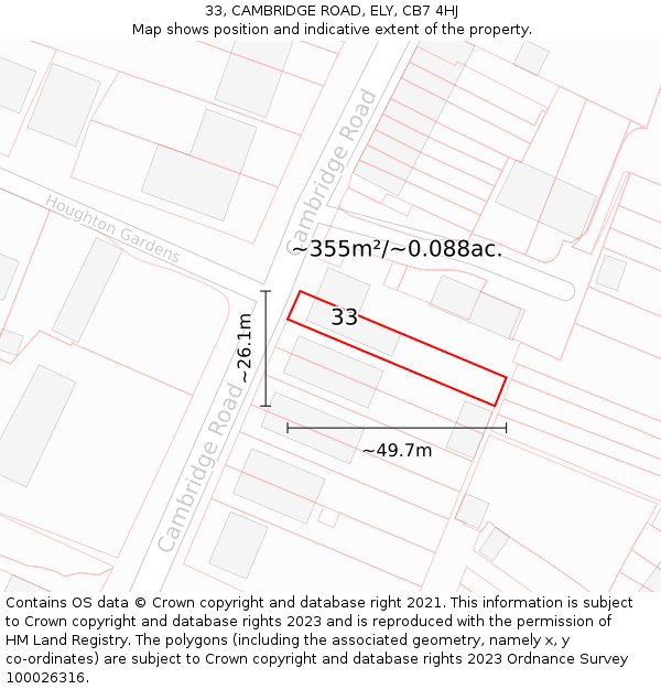 33, CAMBRIDGE ROAD, ELY, CB7 4HJ: Plot and title map