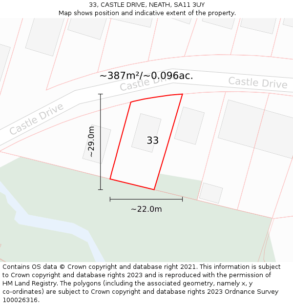 33, CASTLE DRIVE, NEATH, SA11 3UY: Plot and title map