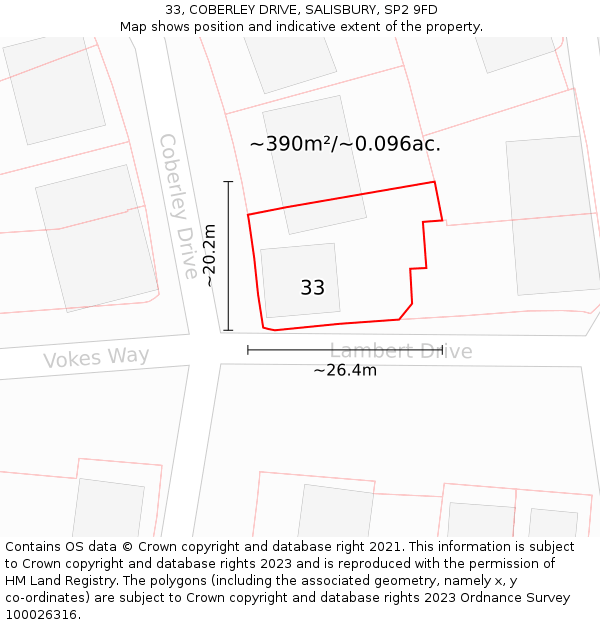 33, COBERLEY DRIVE, SALISBURY, SP2 9FD: Plot and title map