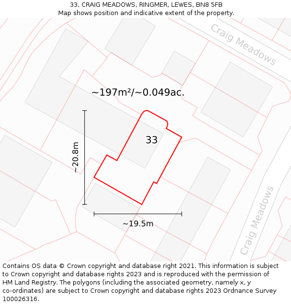 33, CRAIG MEADOWS, RINGMER, LEWES, BN8 5FB: Plot and title map