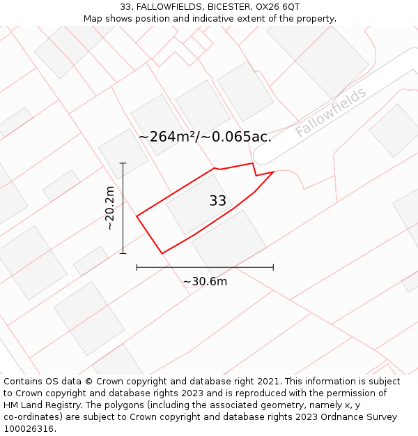 33, FALLOWFIELDS, BICESTER, OX26 6QT: Plot and title map