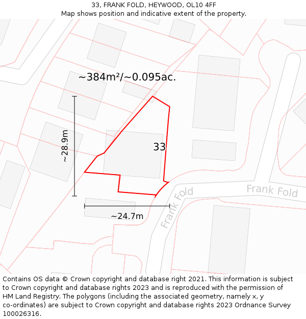 33, FRANK FOLD, HEYWOOD, OL10 4FF: Plot and title map