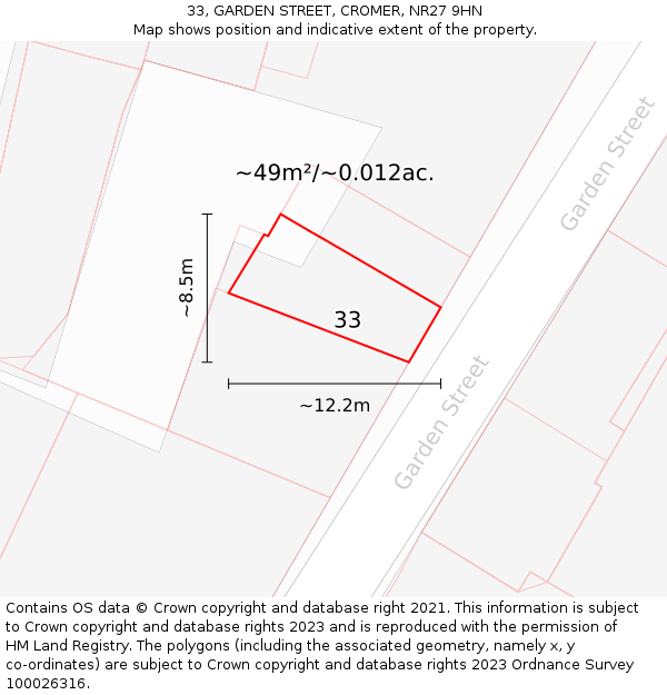 33, GARDEN STREET, CROMER, NR27 9HN: Plot and title map