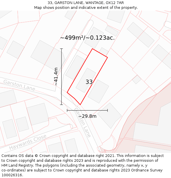 33, GARSTON LANE, WANTAGE, OX12 7AR: Plot and title map