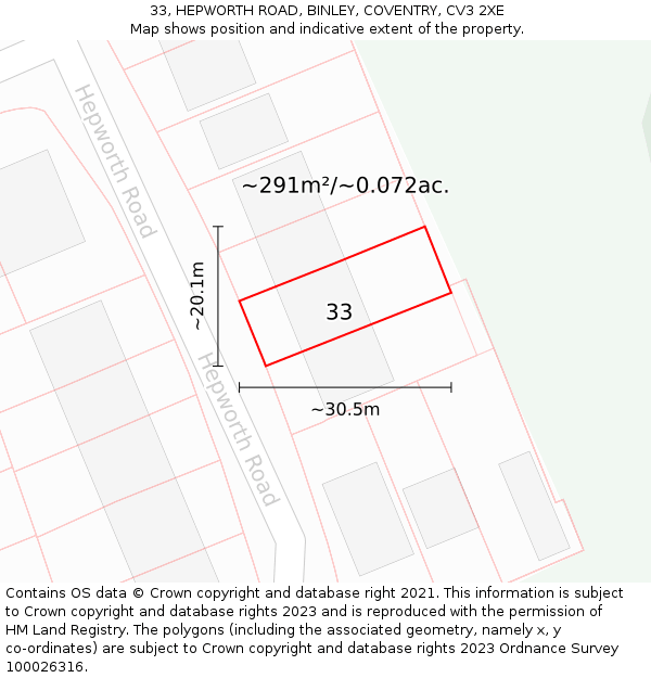 33, HEPWORTH ROAD, BINLEY, COVENTRY, CV3 2XE: Plot and title map