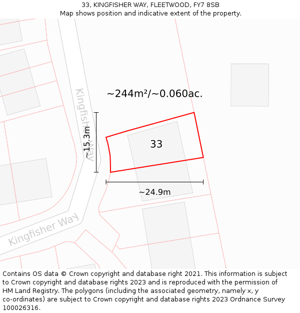 33, KINGFISHER WAY, FLEETWOOD, FY7 8SB: Plot and title map