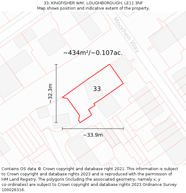 33, KINGFISHER WAY, LOUGHBOROUGH, LE11 3NF: Plot and title map