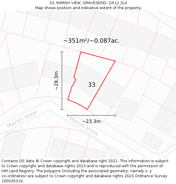 33, MARSH VIEW, GRAVESEND, DA12 2LX: Plot and title map