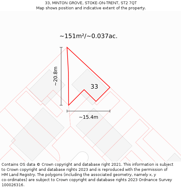33, MINTON GROVE, STOKE-ON-TRENT, ST2 7QT: Plot and title map