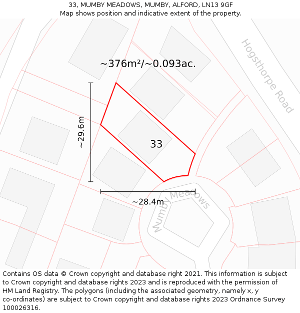 33, MUMBY MEADOWS, MUMBY, ALFORD, LN13 9GF: Plot and title map