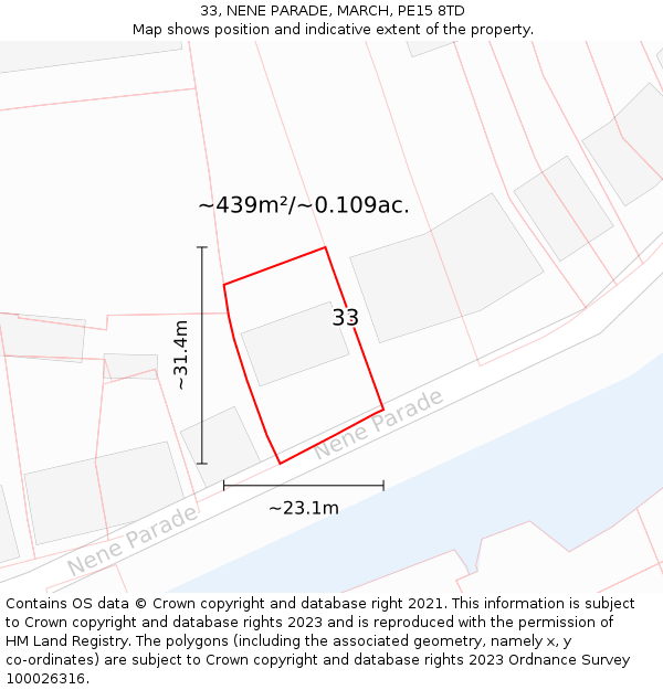 33, NENE PARADE, MARCH, PE15 8TD: Plot and title map