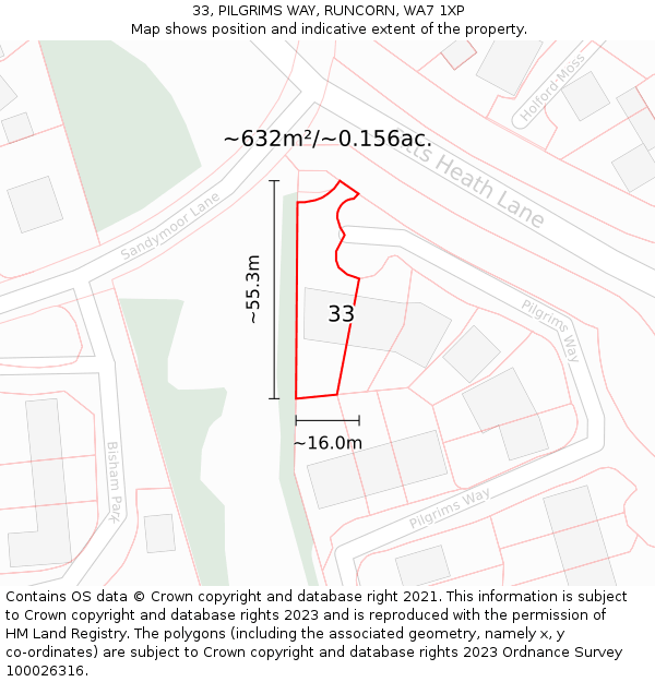 33, PILGRIMS WAY, RUNCORN, WA7 1XP: Plot and title map