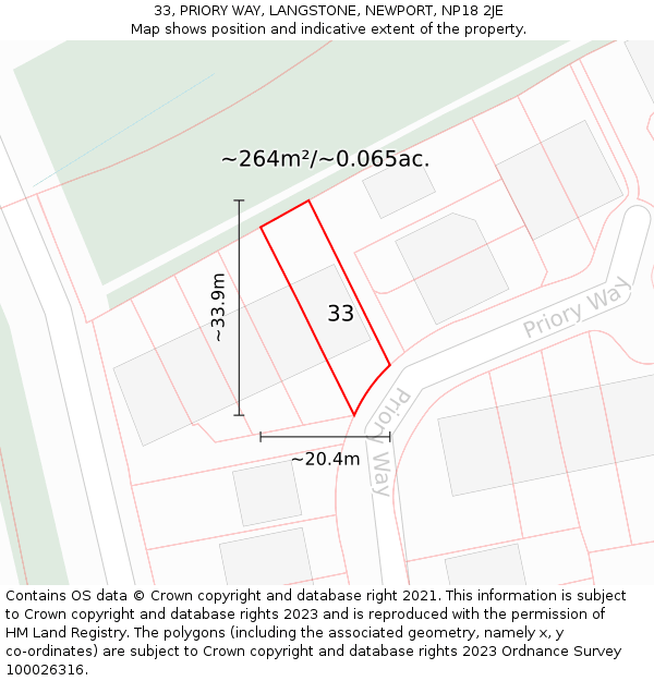 33, PRIORY WAY, LANGSTONE, NEWPORT, NP18 2JE: Plot and title map