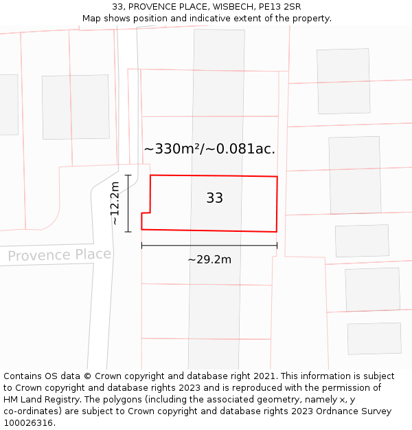 33, PROVENCE PLACE, WISBECH, PE13 2SR: Plot and title map