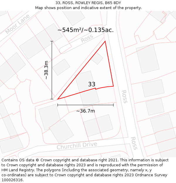 33, ROSS, ROWLEY REGIS, B65 8DY: Plot and title map