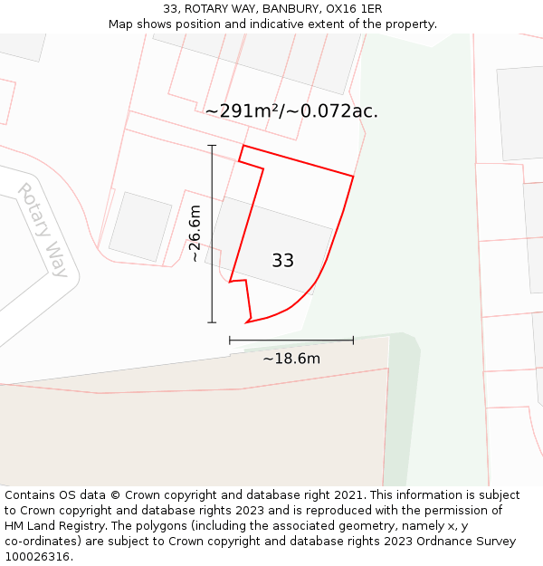 33, ROTARY WAY, BANBURY, OX16 1ER: Plot and title map