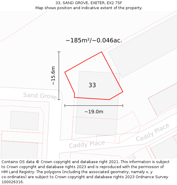 33, SAND GROVE, EXETER, EX2 7SF: Plot and title map