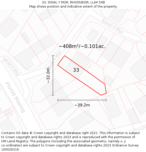 33, SISIAL Y MOR, RHOSNEIGR, LL64 5XB: Plot and title map