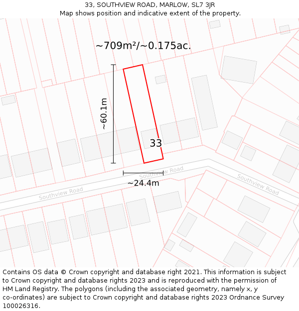 33, SOUTHVIEW ROAD, MARLOW, SL7 3JR: Plot and title map