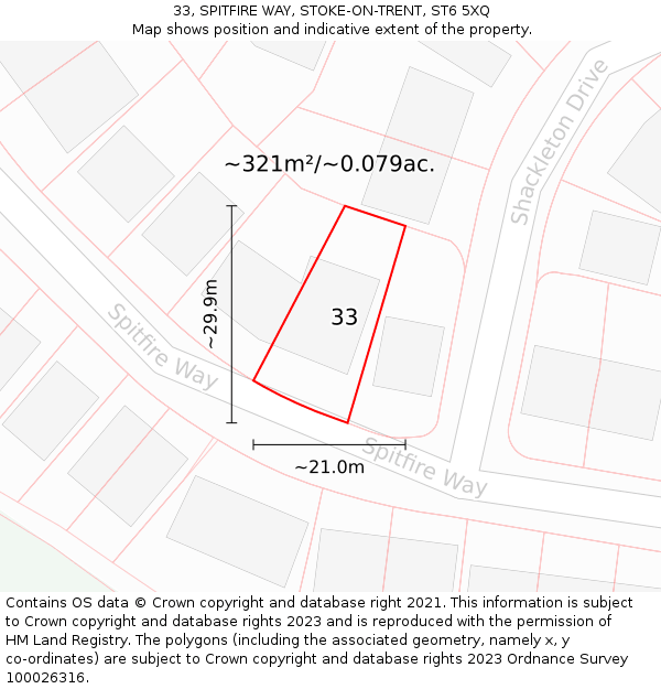 33, SPITFIRE WAY, STOKE-ON-TRENT, ST6 5XQ: Plot and title map