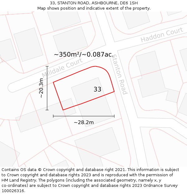 33, STANTON ROAD, ASHBOURNE, DE6 1SH: Plot and title map