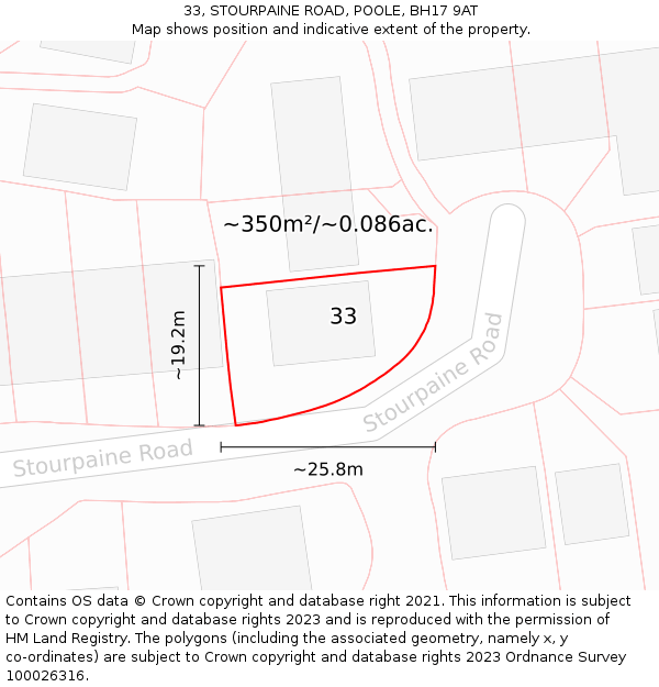 33, STOURPAINE ROAD, POOLE, BH17 9AT: Plot and title map