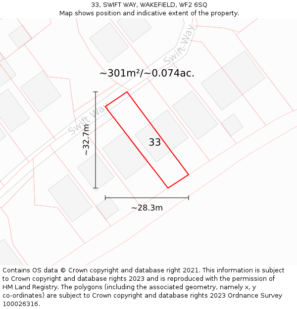 33, SWIFT WAY, WAKEFIELD, WF2 6SQ: Plot and title map